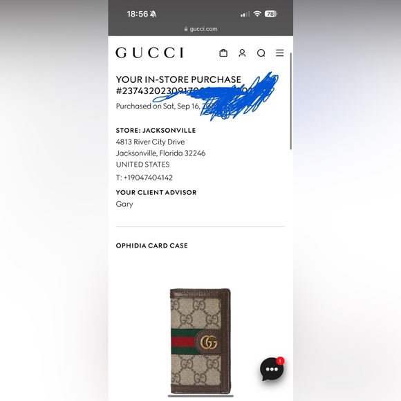 ⭐️NWT Gucci Supreme Wallet OPHIDIA CARD CASE Authentic from Jacksonville, FL - Picture 11 of 12